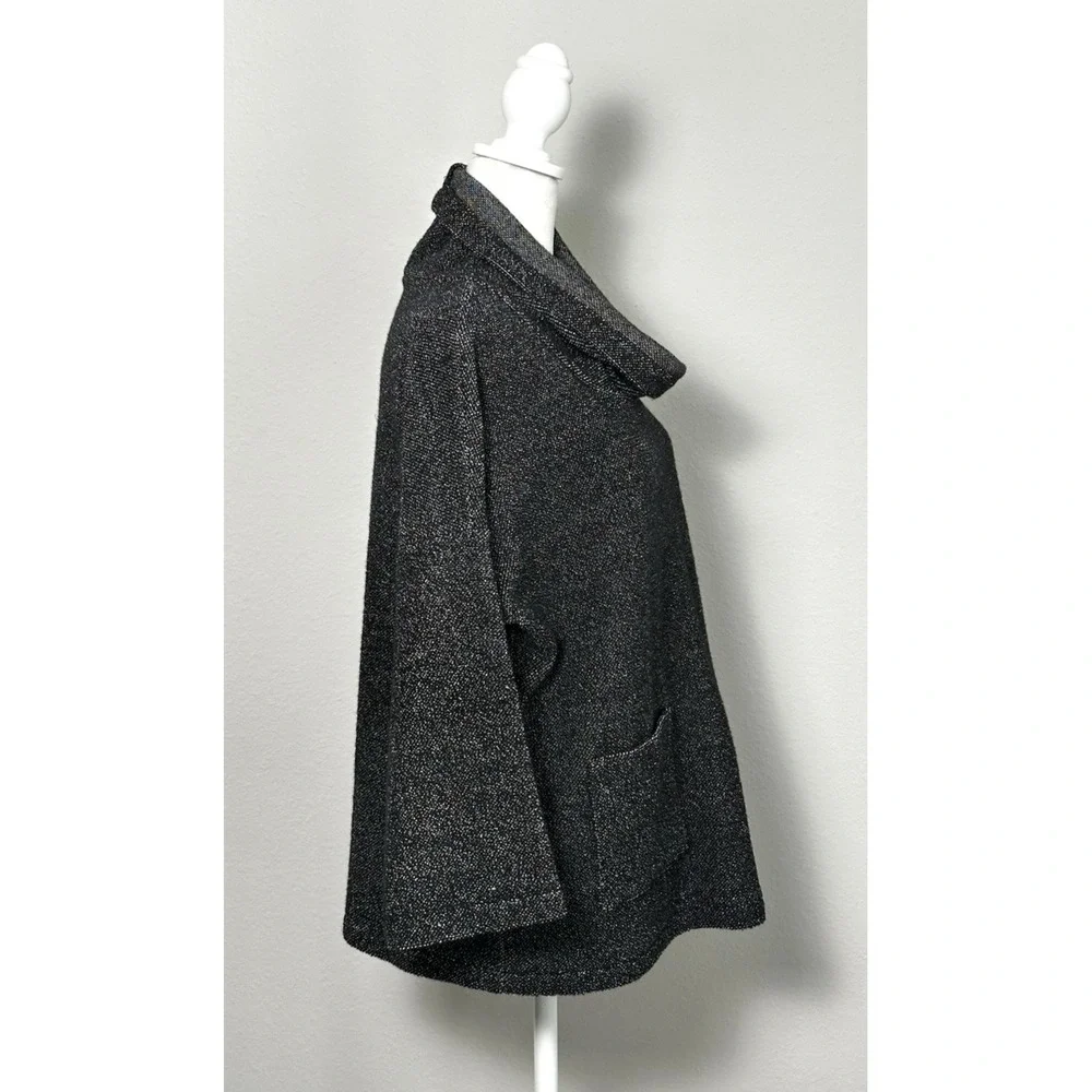Eileen Fisher Black Speckled Tunic 2 Pockets ‎ Longsleeve Tunic Top SP